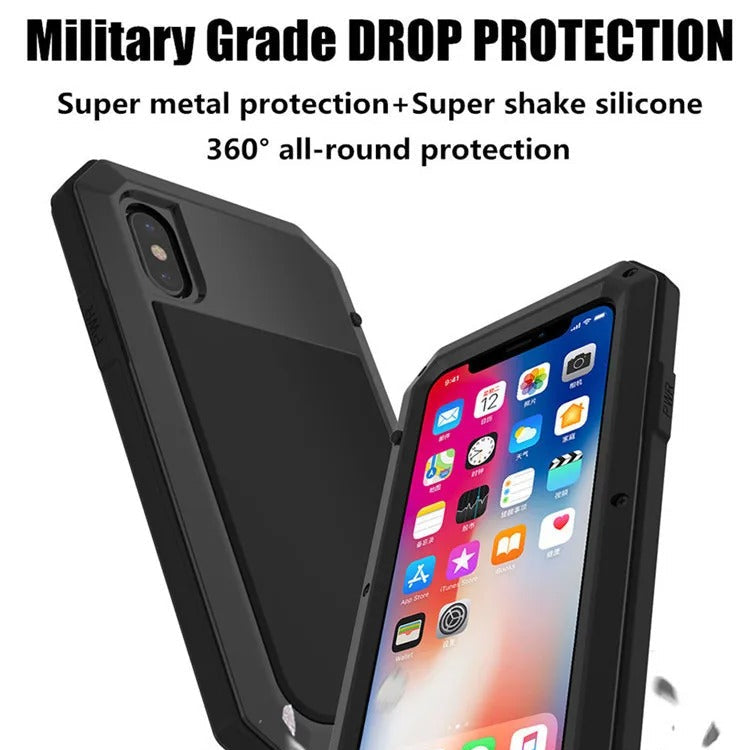 High-Quality iPhone Case — Shockproof Armor Metal Aluminum Full Protective Bumper Cover with Anti-Fingerprint & Non-Slip Design