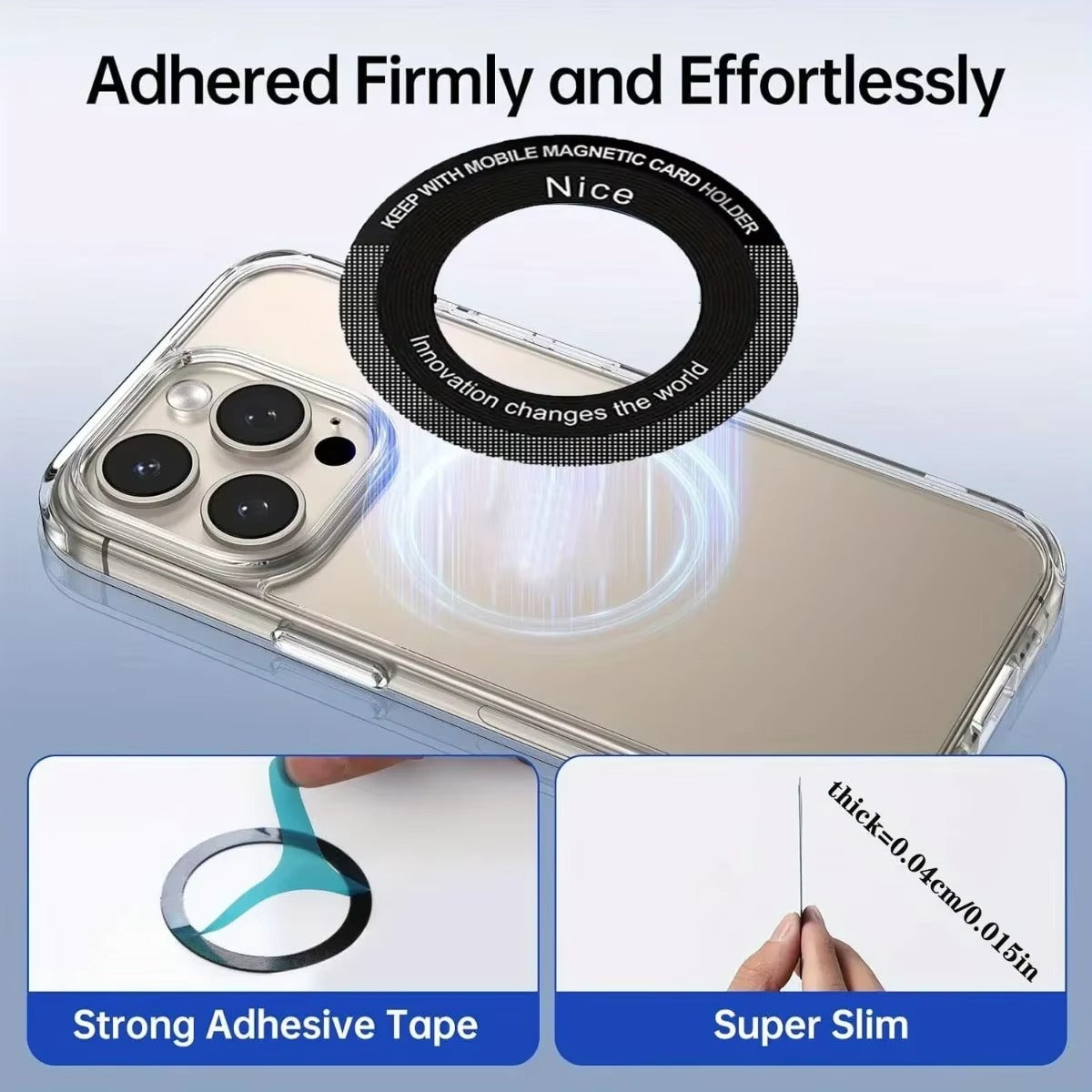 High-Quality iPhone MagSafe Magnetic Metal Ring Adapter, Universal Sticker Plate for Wireless Charging & Car Mount Compatibility