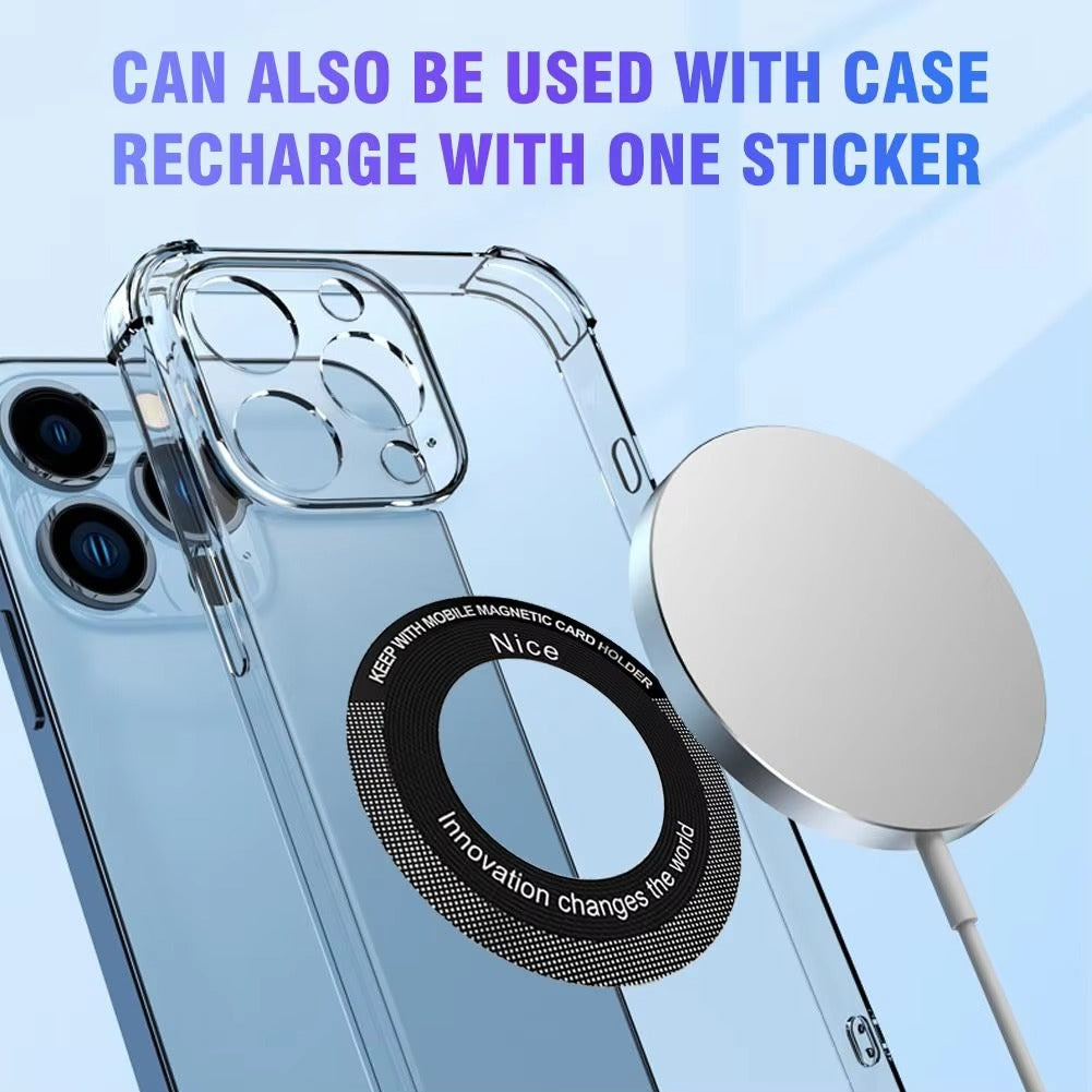 High-Quality iPhone MagSafe Magnetic Metal Ring Adapter, Universal Sticker Plate for Wireless Charging & Car Mount Compatibility