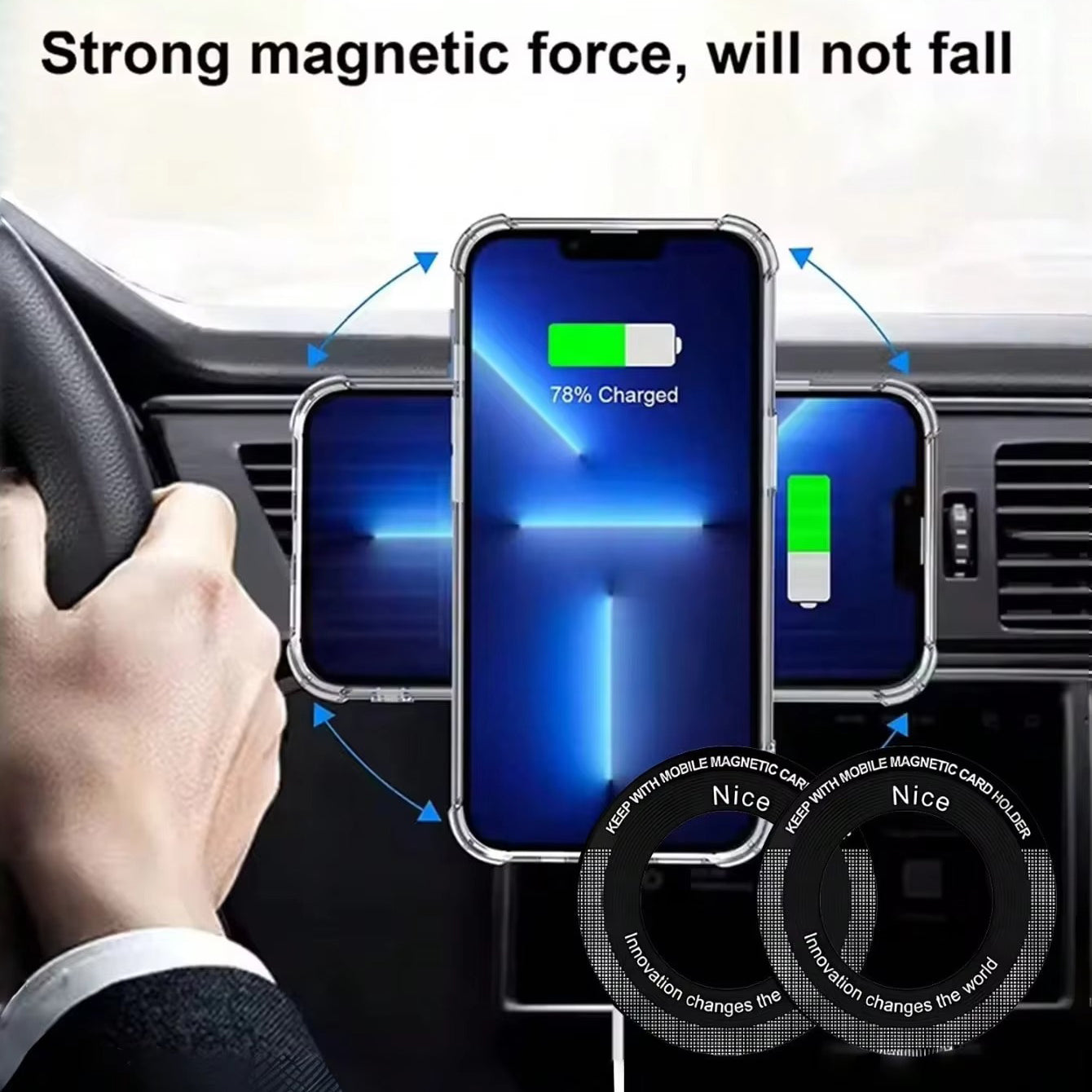 High-Quality iPhone MagSafe Magnetic Metal Ring Adapter, Universal Sticker Plate for Wireless Charging & Car Mount Compatibility