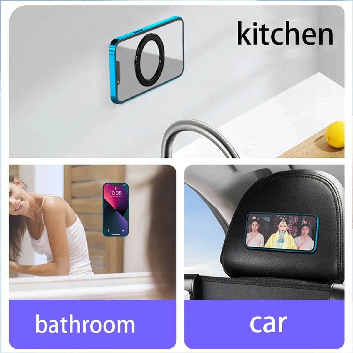 High-Quality iPhone MagSafe Magnetic Ring Holder, Universal Steel Wall & Car Phone Stand with Strong Magnetic Mount for Secure Hands-Free Use