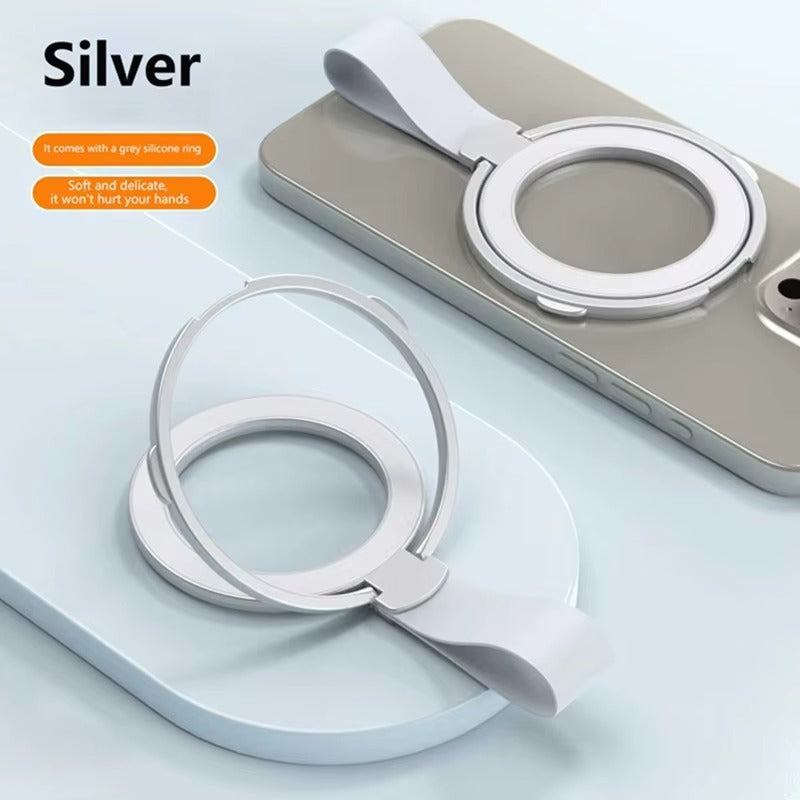 High-Quality iPhone Magnetic Phone Grip Stand, Universal Finger Ring Holder with Hand Strap, Secure MagSafe Hold for Car & Desk Use