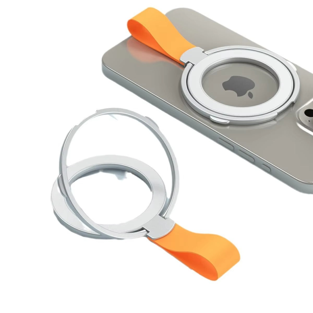 High-Quality iPhone Magnetic Phone Grip Stand, Universal Finger Ring Holder with Hand Strap, Secure MagSafe Hold for Car & Desk Use
