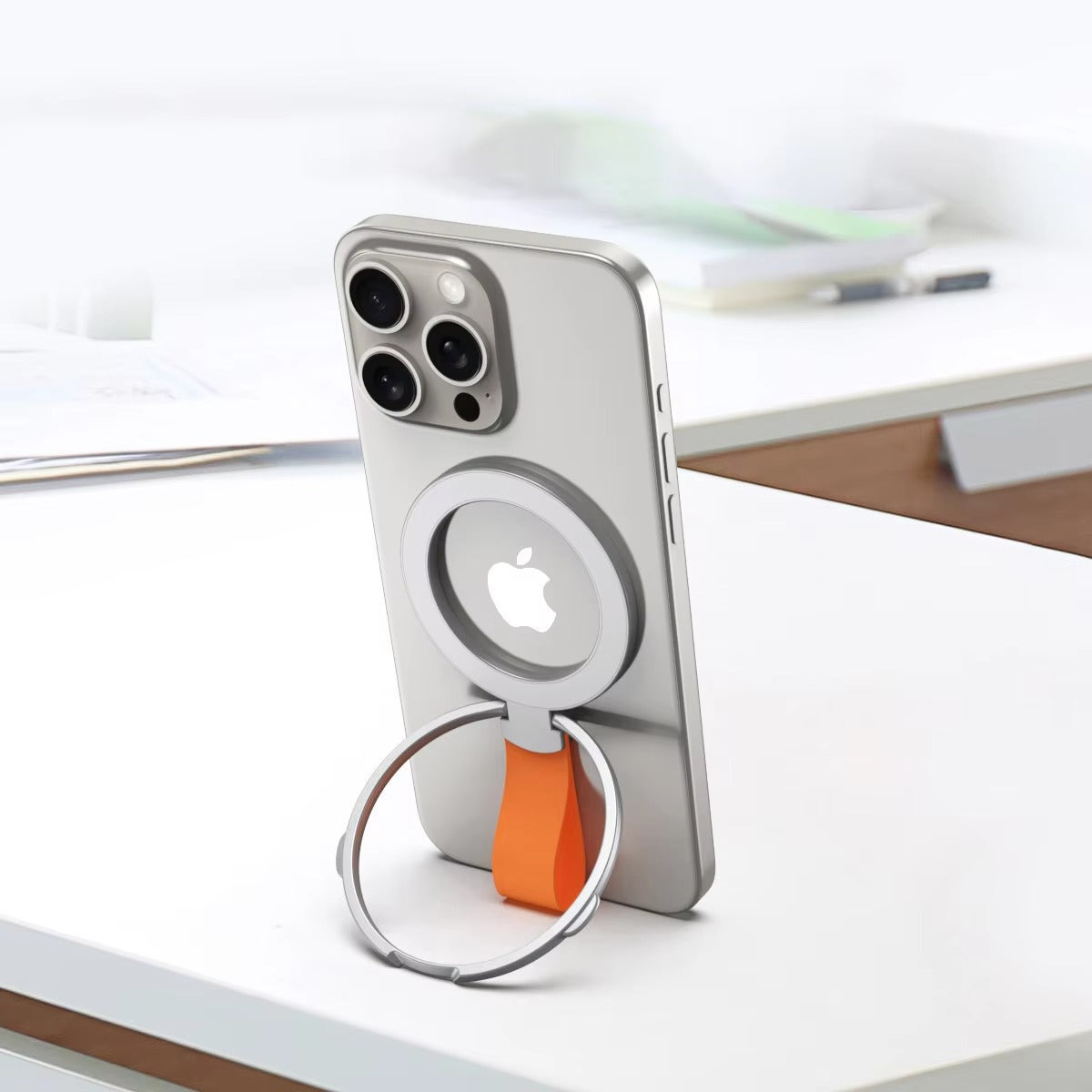 High-Quality iPhone Magnetic Phone Grip Stand, Universal Finger Ring Holder with Hand Strap, Secure MagSafe Hold for Car & Desk Use