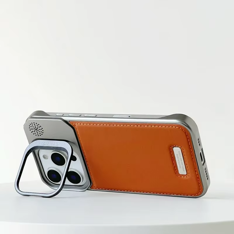 High-Quality iPhone Case — Leather-Feel MagSafe Hard PC Cover with Alloy Lens Holder, Wireless Charging Support and Tough Anti-Fingerprint Protection