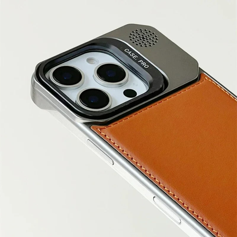 High-Quality iPhone Case — Leather-Feel MagSafe Hard PC Cover with Alloy Lens Holder, Wireless Charging Support and Tough Anti-Fingerprint Protection