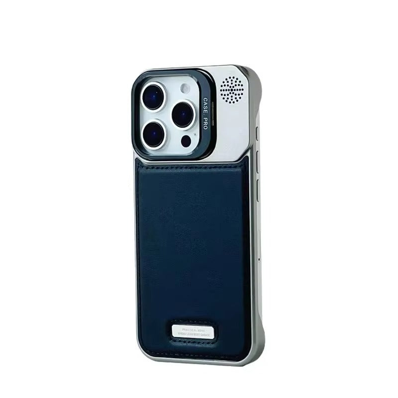 High-Quality iPhone Case — Leather-Feel MagSafe Hard PC Cover with Alloy Lens Holder, Wireless Charging Support and Tough Anti-Fingerprint Protection