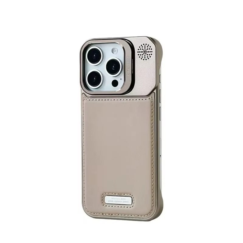 High-Quality iPhone Case — Leather-Feel MagSafe Hard PC Cover with Alloy Lens Holder, Wireless Charging Support and Tough Anti-Fingerprint Protection