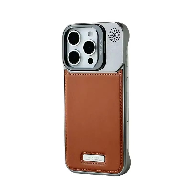 High-Quality iPhone Case — Leather-Feel MagSafe Hard PC Cover with Alloy Lens Holder, Wireless Charging Support and Tough Anti-Fingerprint Protection