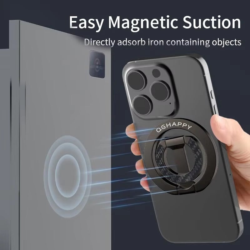 Impact-Ready iPhone Double-Sided Magnetic Ring Holder, MagSafe Phone Grip Stand with Dual-Magnet Support & Secure Finger Hold