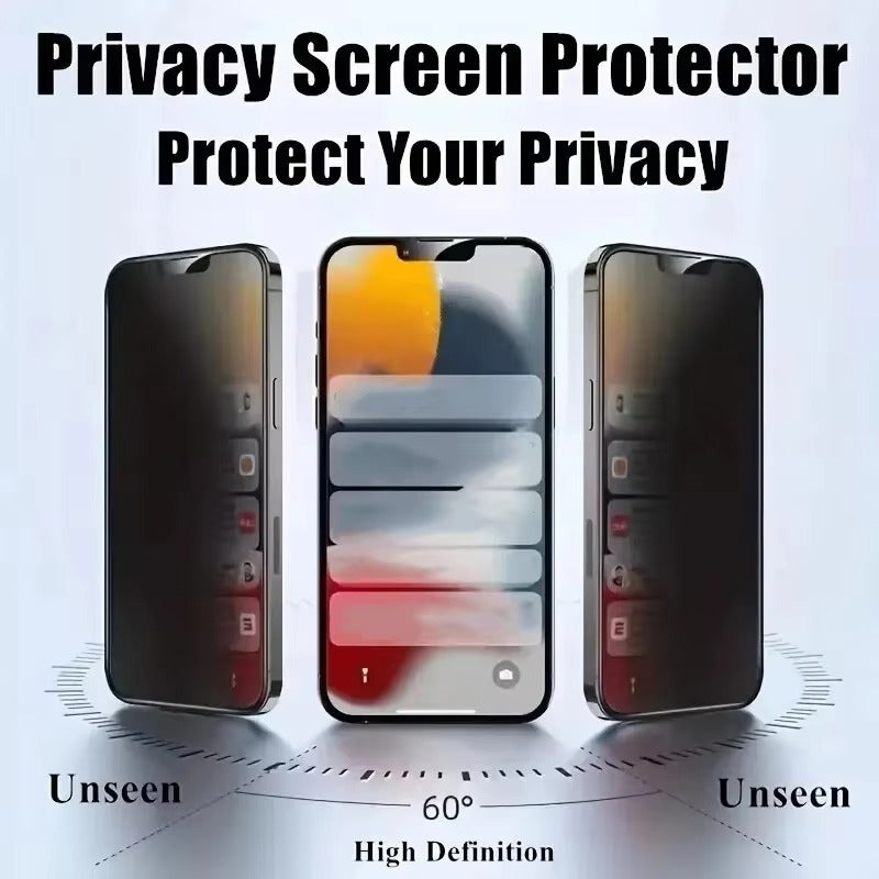Impact-Ready iPhone Privacy Screen Protector – Full Cover Anti-Spy Tempered Glass with Fingerprint Resistance, Scratch Protection & Shatter-Resistant Display Shield