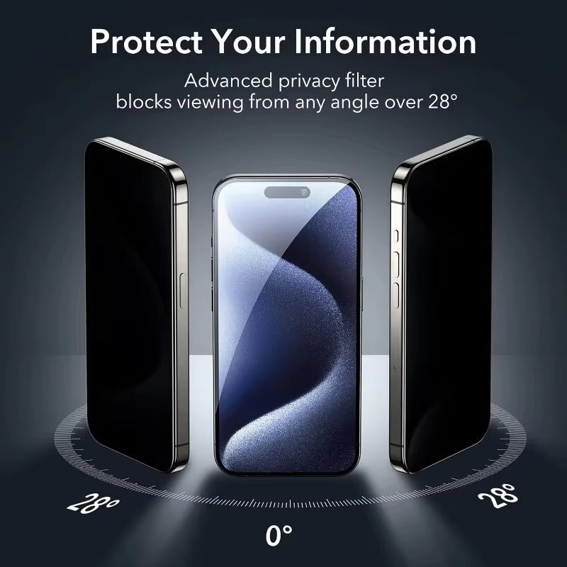 Impact-Ready iPhone Privacy Screen Protector – Full Cover Anti-Spy Tempered Glass with Fingerprint Resistance, Scratch Protection & Shatter-Resistant Display Shield