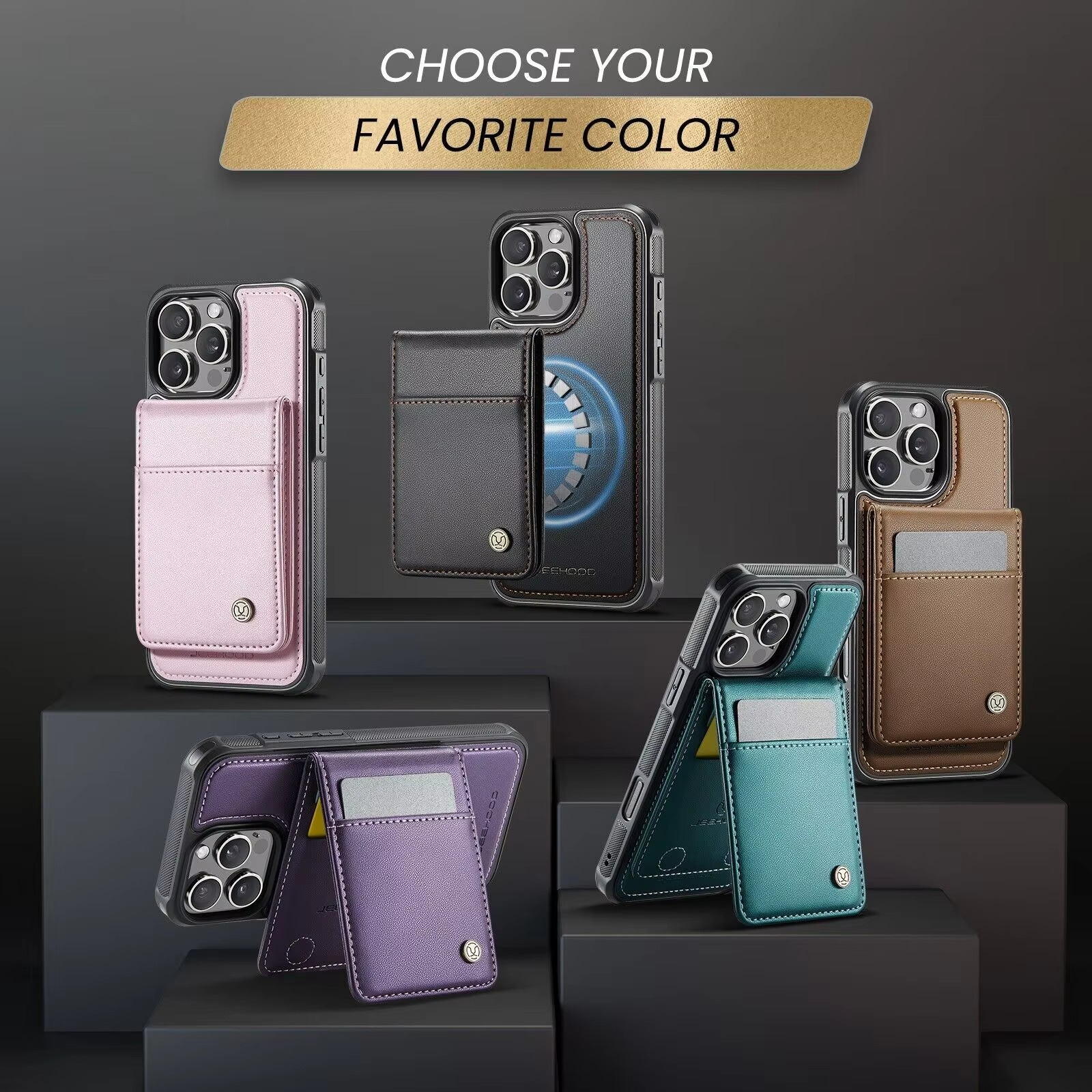 Luxury iPhone Case — 2-in-1 Detachable Magnetic PU Leather Wallet Cover with Card Slot, Shockproof, Anti-Fingerprint, Anti-Scratch, Kickstand, Storage Compartment