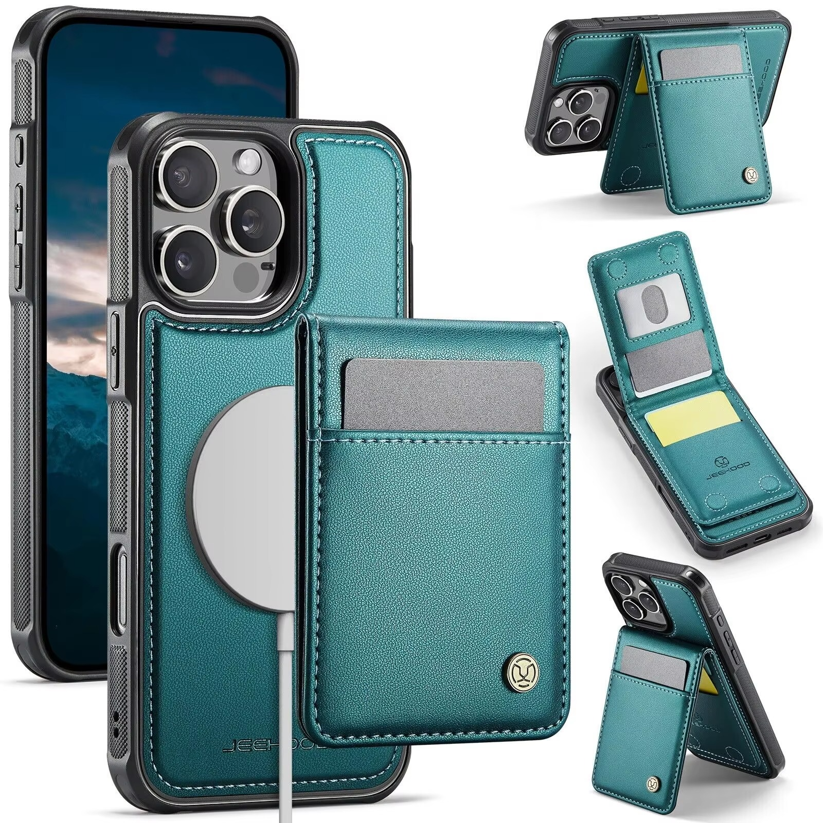 Luxury iPhone Case — 2-in-1 Detachable Magnetic PU Leather Wallet Cover with Card Slot, Shockproof, Anti-Fingerprint, Anti-Scratch, Kickstand, Storage Compartment