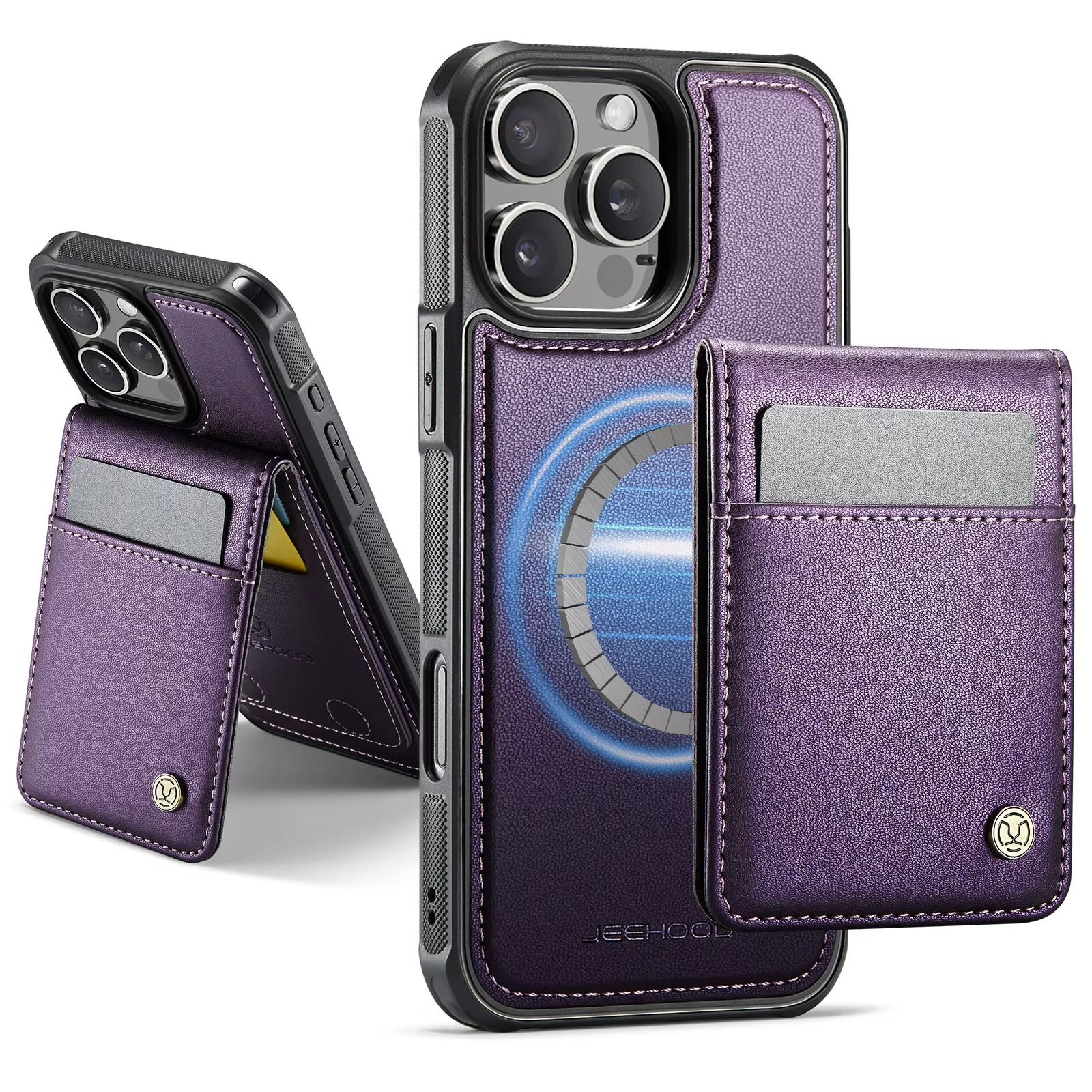 Luxury iPhone Case — 2-in-1 Detachable Magnetic PU Leather Wallet Cover with Card Slot, Shockproof, Anti-Fingerprint, Anti-Scratch, Kickstand, Storage Compartment