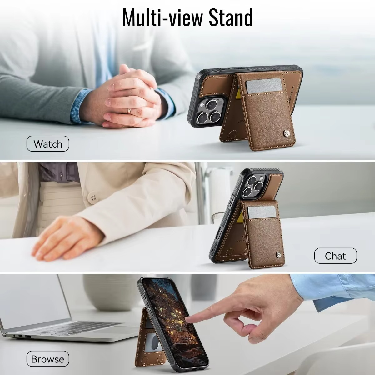Luxury iPhone Case — 2-in-1 Detachable Magnetic PU Leather Wallet Cover with Card Slot, Shockproof, Anti-Fingerprint, Anti-Scratch, Kickstand, Storage Compartment