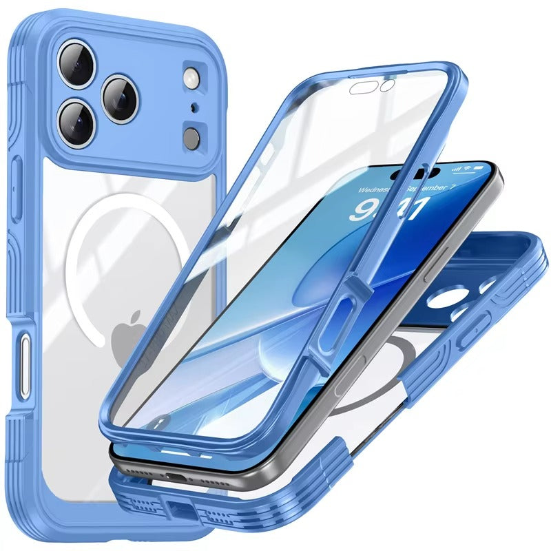 Luxury iPhone Case — 360° Transparent Magnetic Full-Coverage Double-Sided Shockproof TPU Cover, MagSafe Compatible, Wireless-Charging Safe