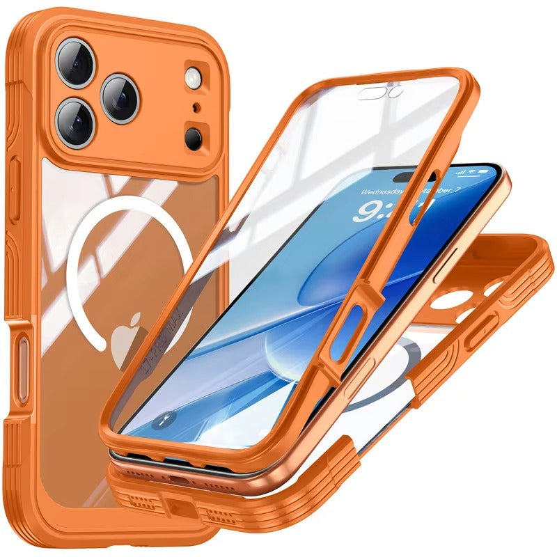 Luxury iPhone Case — 360° Transparent Magnetic Full-Coverage Double-Sided Shockproof TPU Cover, MagSafe Compatible, Wireless-Charging Safe