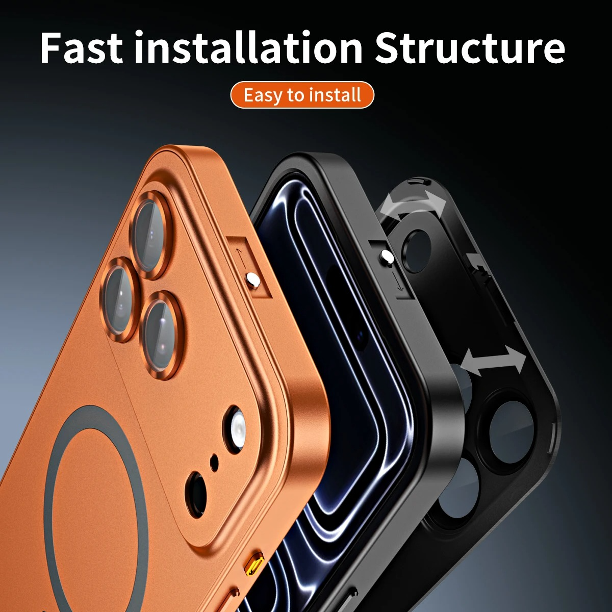 Luxury iPhone Case — Aluminum Alloy Magnetic MagSafe Wireless-Charging Full-Coverage Shockproof Cover with Glass Lens and Matte Anti-Glare Finish