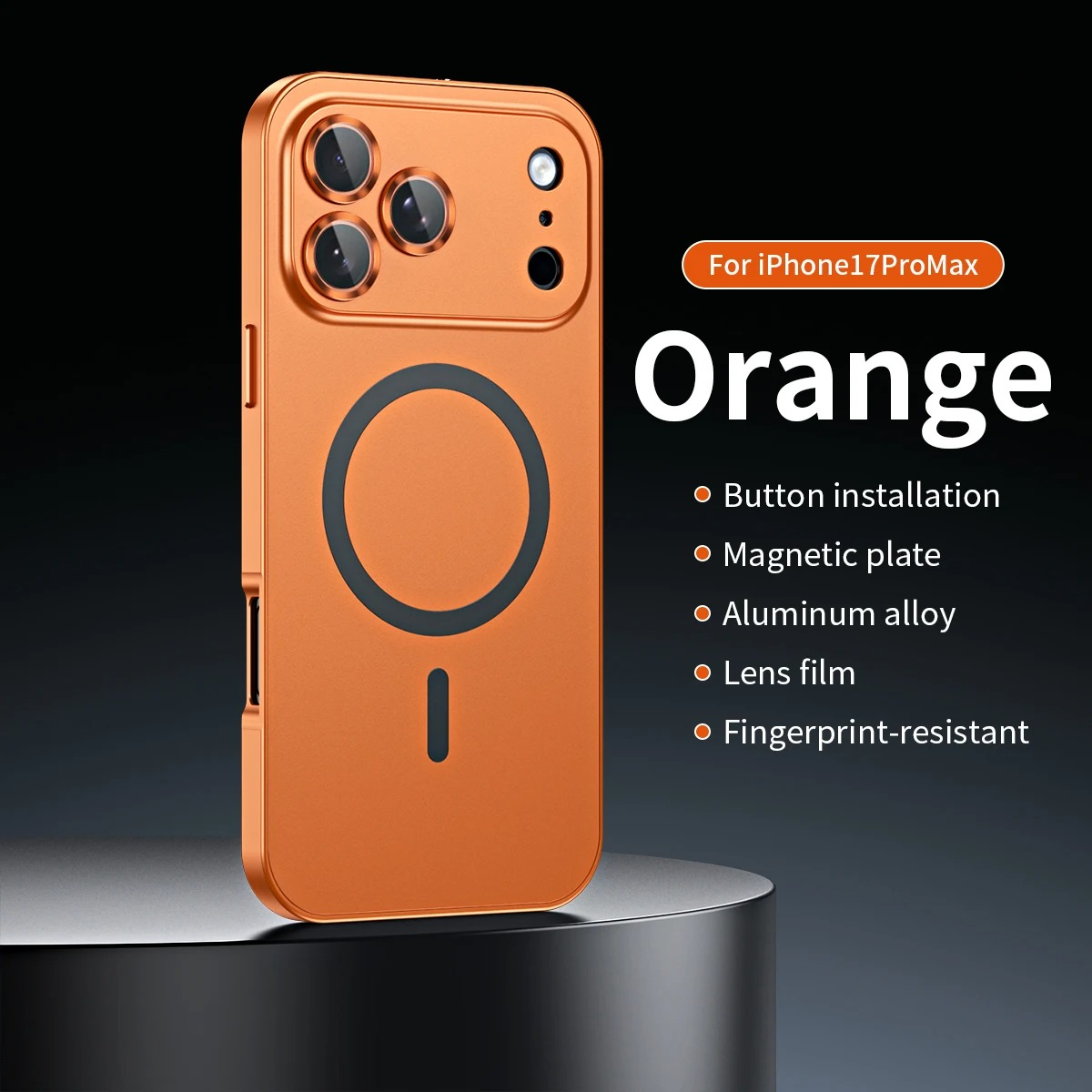 Luxury iPhone Case — Aluminum Alloy Magnetic MagSafe Wireless-Charging Full-Coverage Shockproof Cover with Glass Lens and Matte Anti-Glare Finish