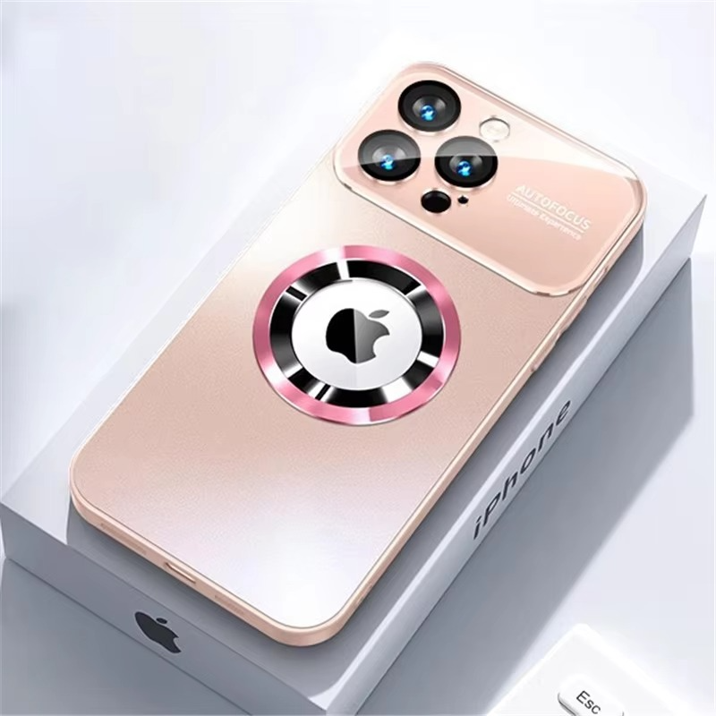 Luxury iPhone Case — Bumper Matte Magnetic MagSafe Wireless-Charging Half-Wrapped Cover with Glass Lens Camera Protection, Shockproof Design, Anti-Fingerprint, Luminous Finish