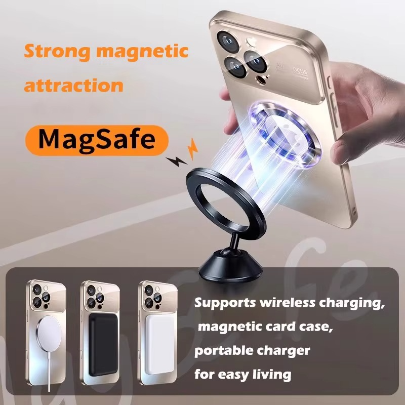 Luxury iPhone Case — Bumper Matte Magnetic MagSafe Wireless-Charging Half-Wrapped Cover with Glass Lens Camera Protection, Shockproof Design, Anti-Fingerprint, Luminous Finish