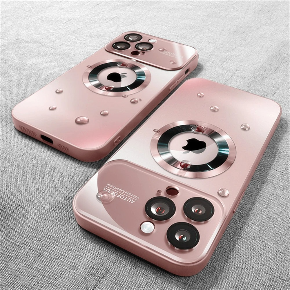 Luxury iPhone Case — Bumper Matte Magnetic MagSafe Wireless-Charging Half-Wrapped Cover with Glass Lens Camera Protection, Shockproof Design, Anti-Fingerprint, Luminous Finish