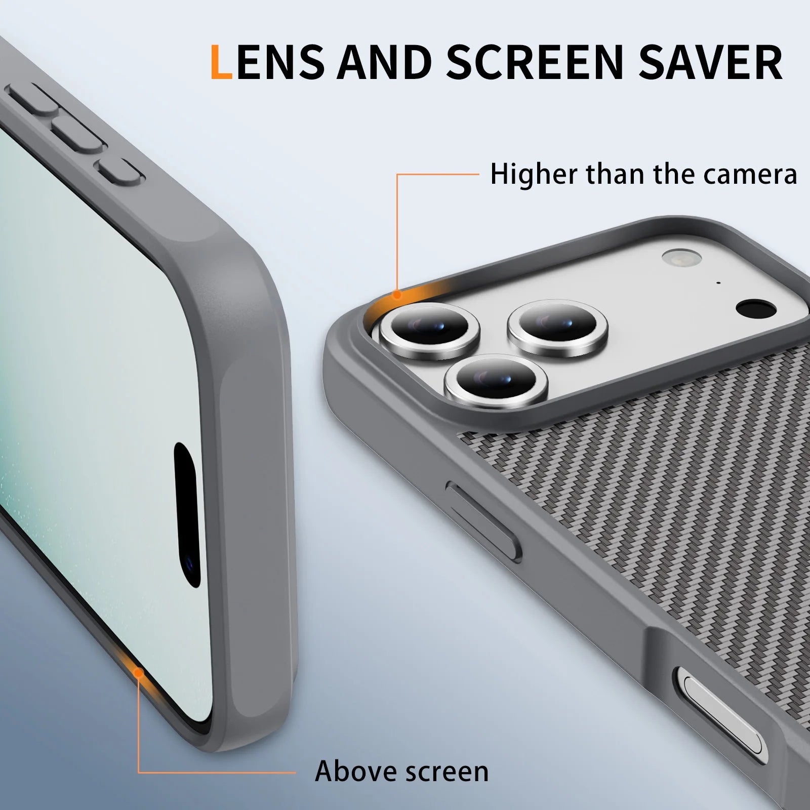 Luxury iPhone Case — Carbon Fiber Shockproof Drop-Resistant Protective Cover with Anti-Fingerprint Non-Slip Design and Scratch Dust Defense