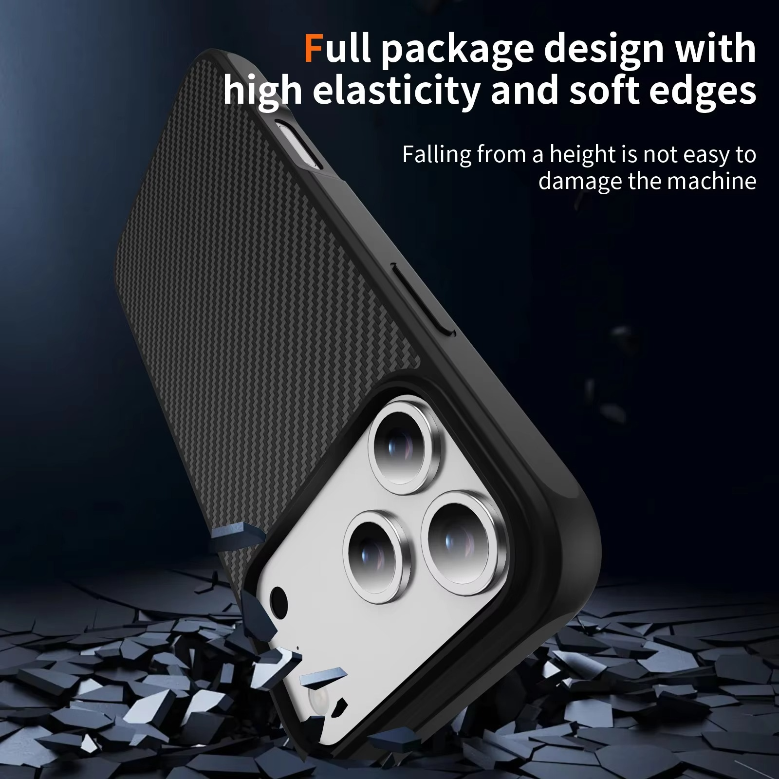 Luxury iPhone Case — Carbon Fiber Shockproof Drop-Resistant Protective Cover with Anti-Fingerprint Non-Slip Design and Scratch Dust Defense