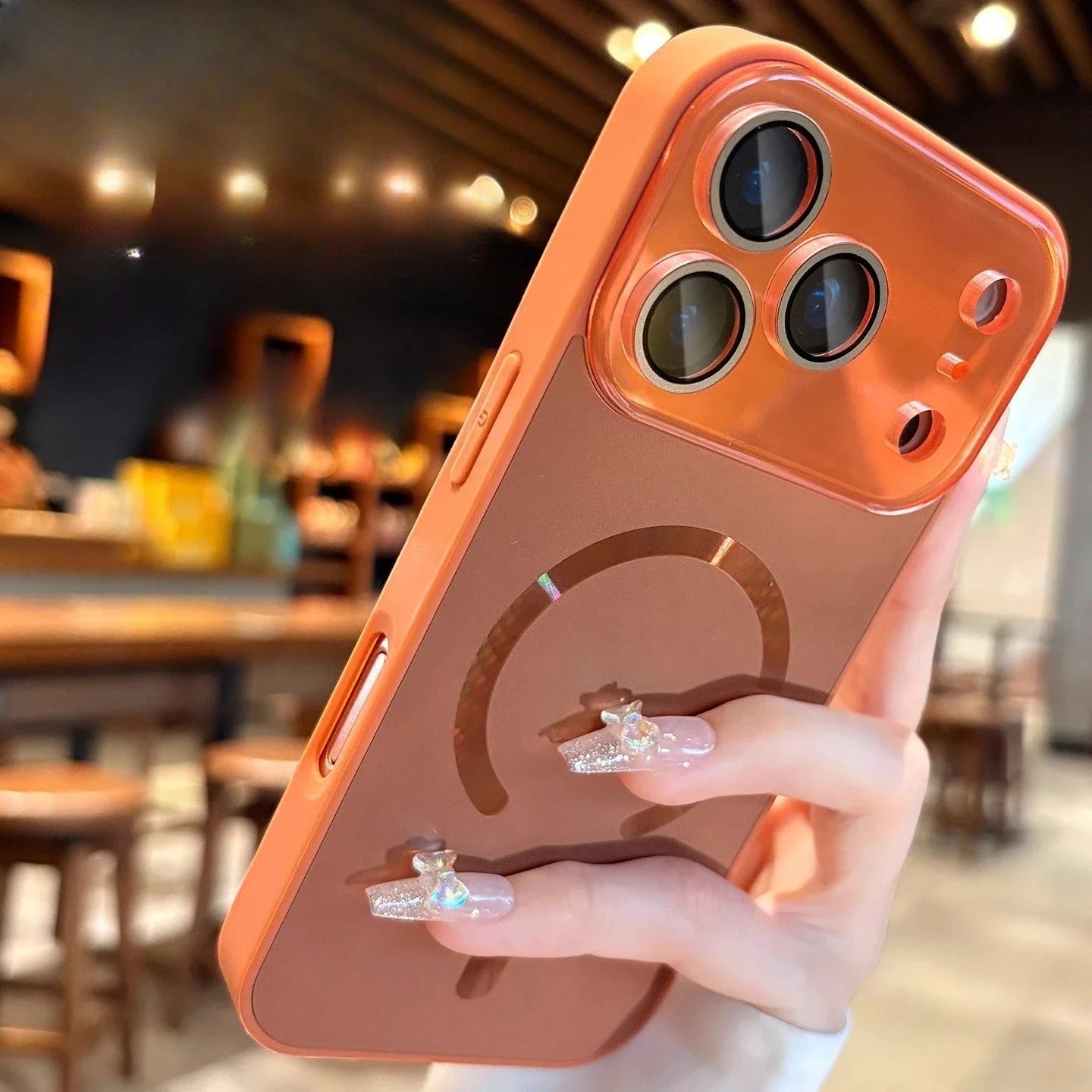 Luxury iPhone Case — Flowing Light MagSafe Big-Window Magnetic Shockproof Cover, Lightweight, Full Protection, Anti-Scratch Plain Design