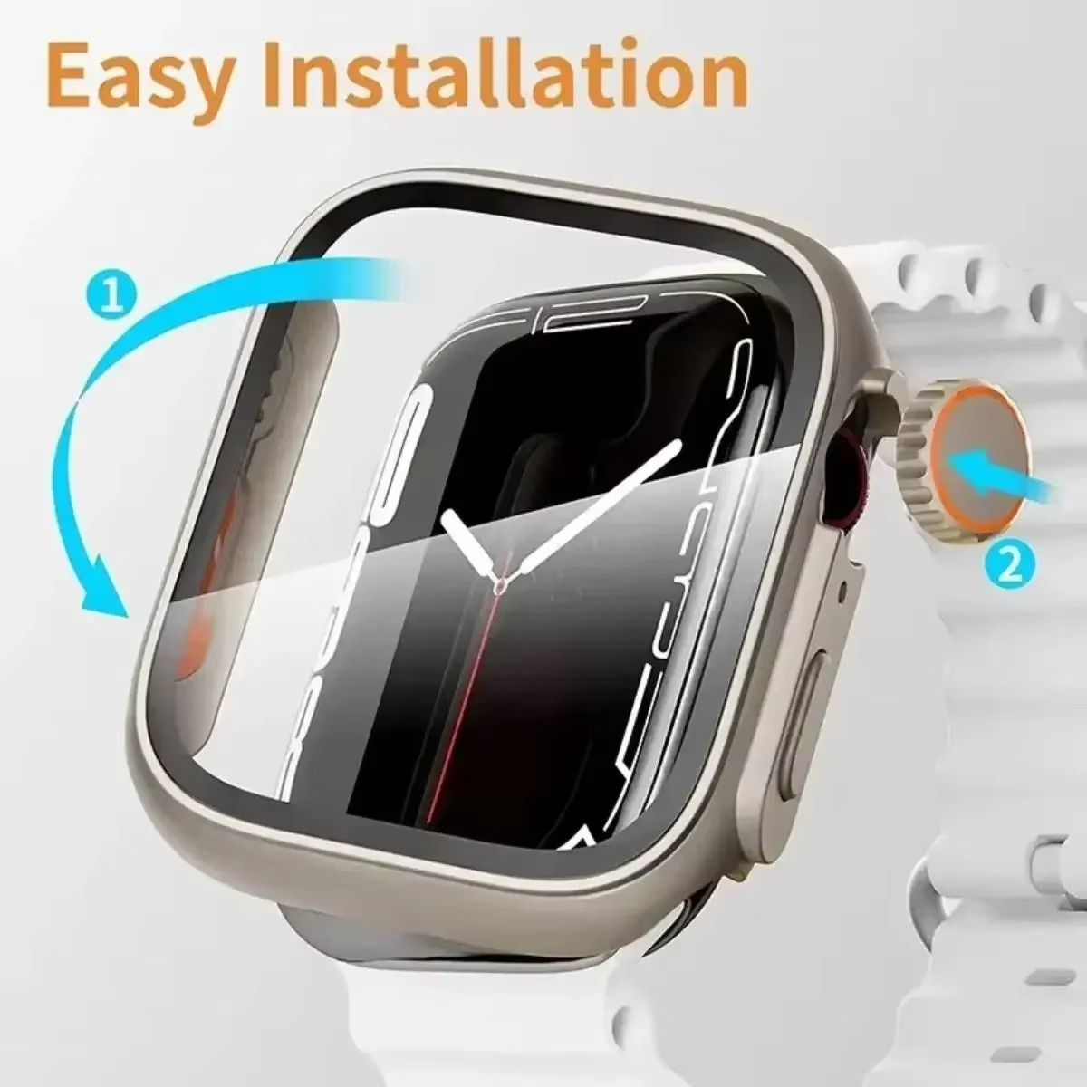 Luxury Glass Case For Apple Watch with Screen Protector, Full Protective Bumper Cover for Series 10, 9, 8, 7, SE & 38–46mm Sizes