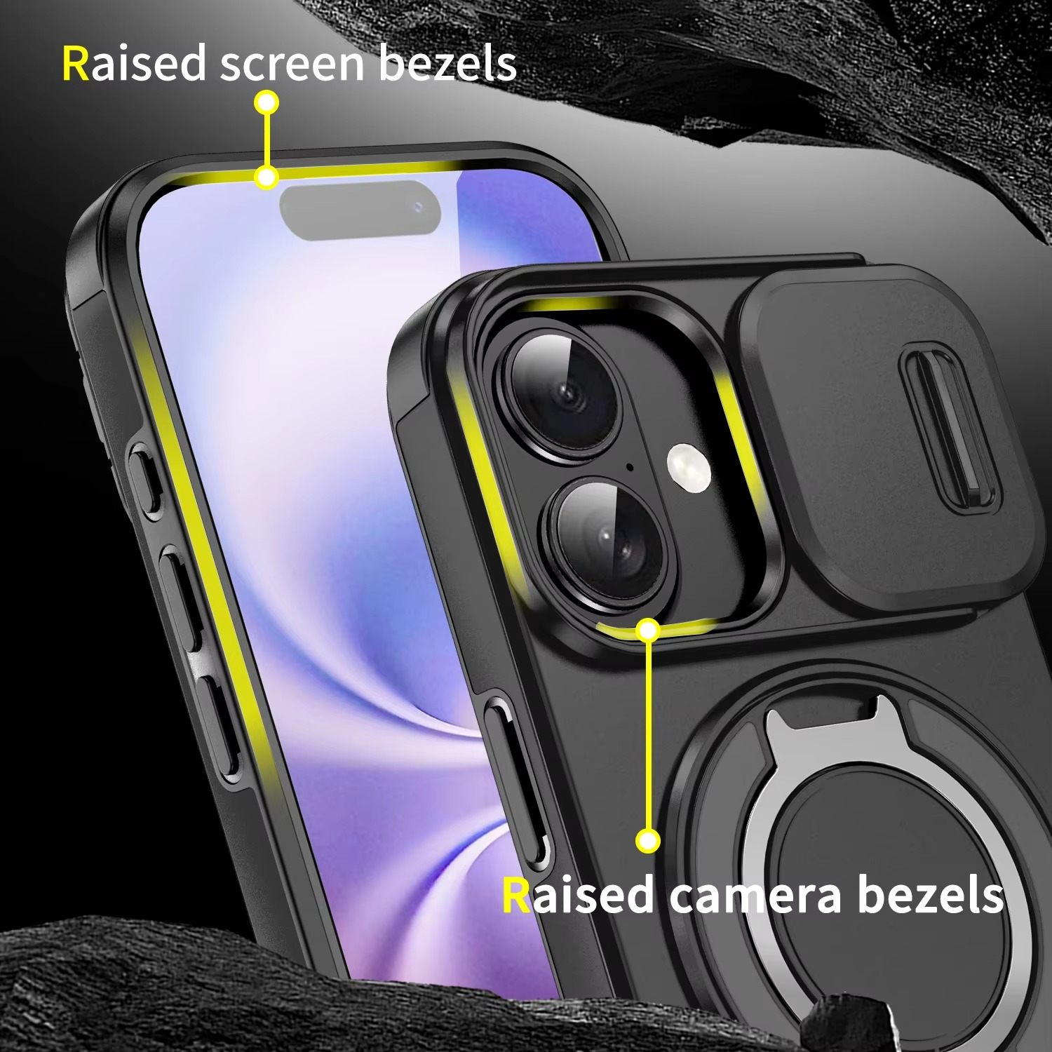 Luxury iPhone Case — Heavy-Duty Rugged Armor Magnetic Bracket with Shockproof PC Cover, Anti-Fingerprint, Anti-Scratch Protection