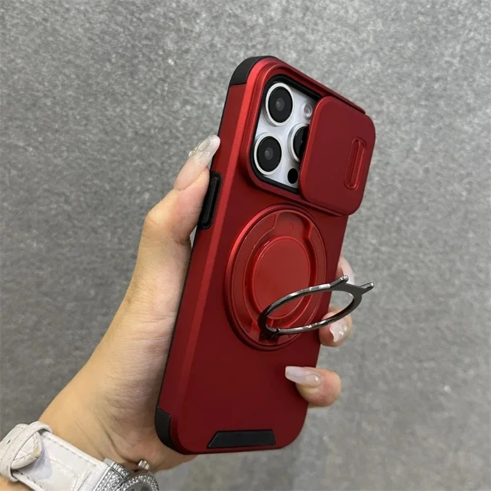 Luxury iPhone Case — Heavy-Duty Rugged Armor Magnetic Bracket with Shockproof PC Cover, Anti-Fingerprint, Anti-Scratch Protection