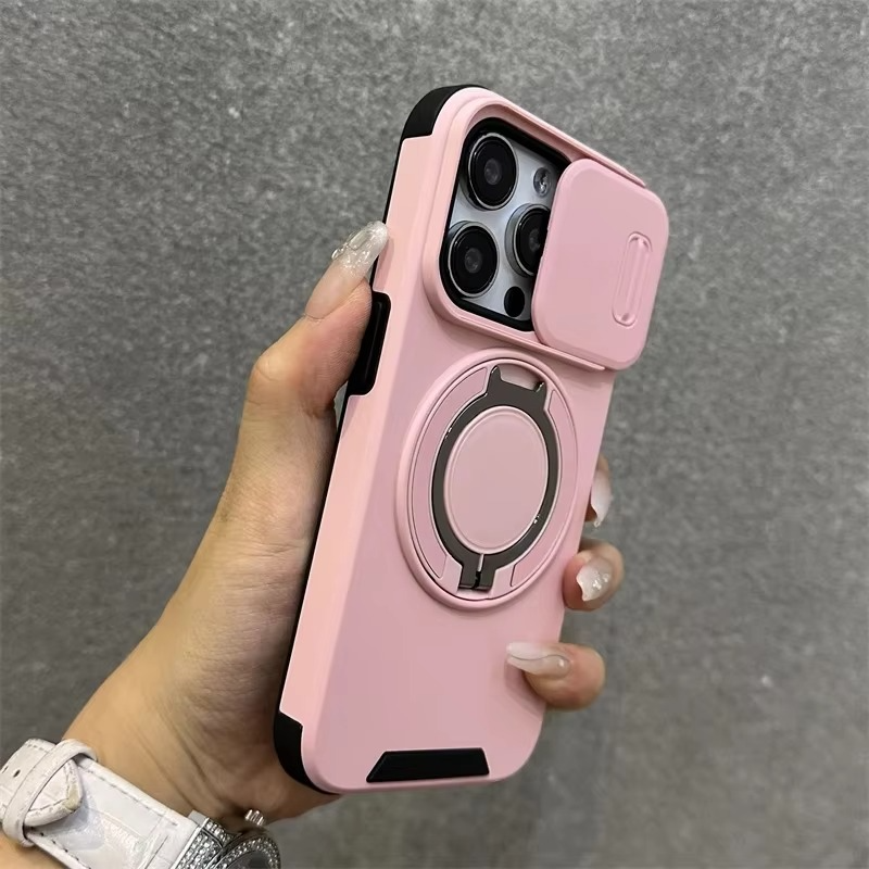 Luxury iPhone Case — Heavy-Duty Rugged Armor Magnetic Bracket with Shockproof PC Cover, Anti-Fingerprint, Anti-Scratch Protection
