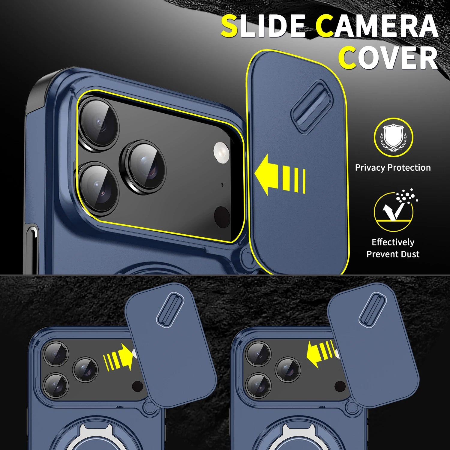 Luxury iPhone Case — Heavy-Duty Rugged Armor Magnetic Bracket with Shockproof PC Cover, Anti-Fingerprint, Anti-Scratch Protection