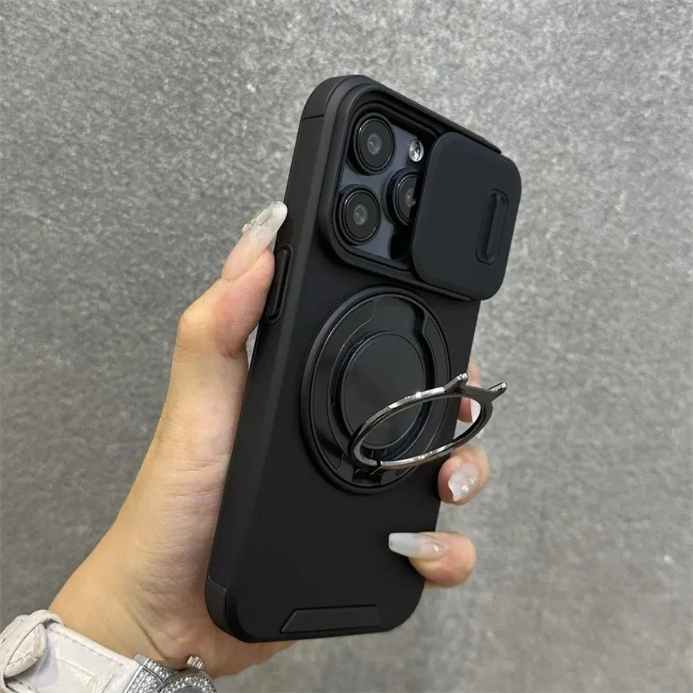 Luxury iPhone Case — Heavy-Duty Rugged Armor Magnetic Bracket with Shockproof PC Cover, Anti-Fingerprint, Anti-Scratch Protection