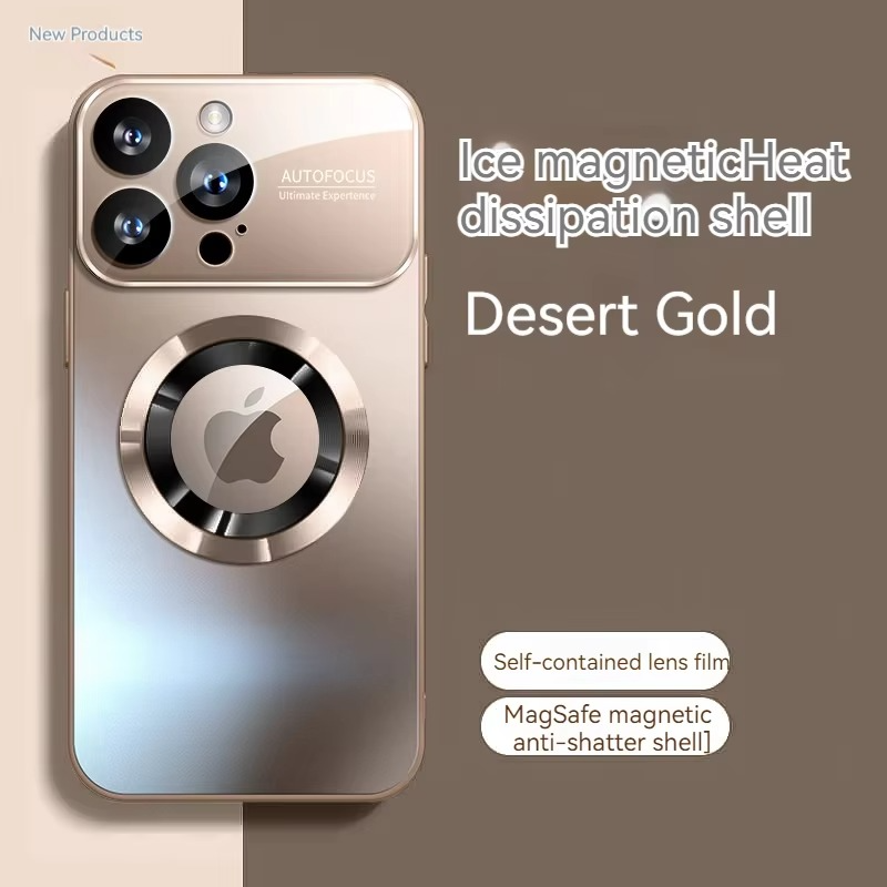 Luxury iPhone Case — Large Window Magnetic MagSafe Wireless-Charging Half-Wrapped Cover with Lens Protection, Shockproof Design, Anti-Fingerprint Non-Slip Finish