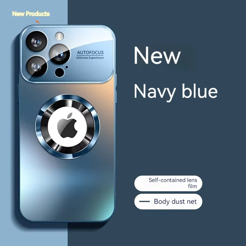Luxury iPhone Case — Large Window Magnetic MagSafe Wireless-Charging Half-Wrapped Cover with Lens Protection, Shockproof Design, Anti-Fingerprint Non-Slip Finish