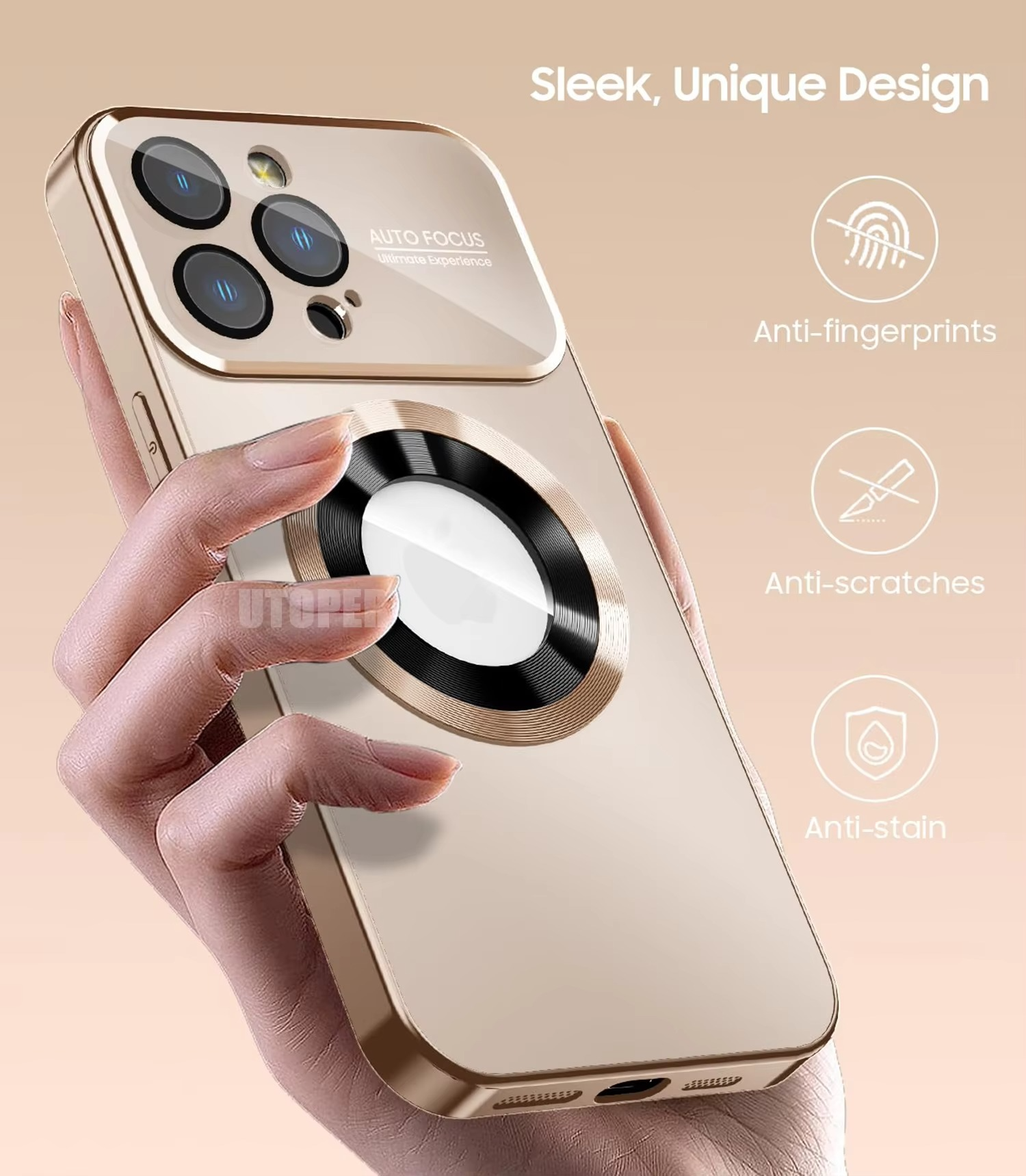 Luxury iPhone Case — Large Window Magnetic MagSafe Wireless-Charging Half-Wrapped Cover with Lens Protection, Shockproof Design, Anti-Fingerprint Non-Slip Finish