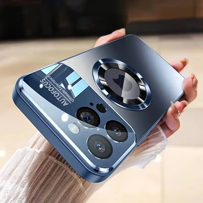 Luxury iPhone Case — Large Window Magnetic MagSafe Wireless-Charging Half-Wrapped Cover with Lens Protection, Shockproof Design, Anti-Fingerprint Non-Slip Finish