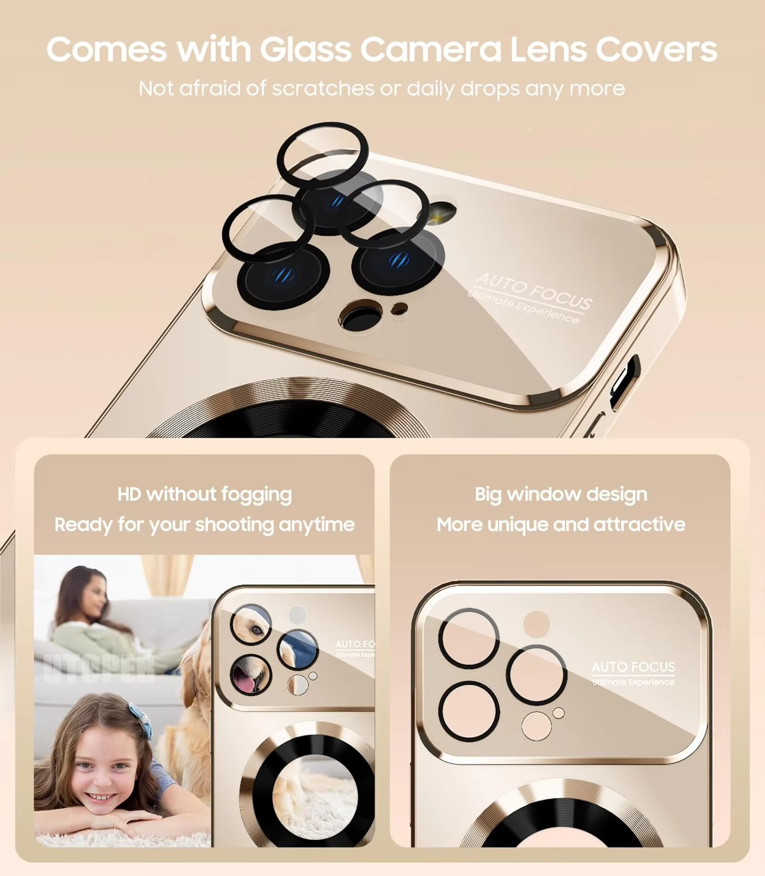 Luxury iPhone Case — Large Window Magnetic MagSafe Wireless-Charging Half-Wrapped Cover with Lens Protection, Shockproof Design, Anti-Fingerprint Non-Slip Finish