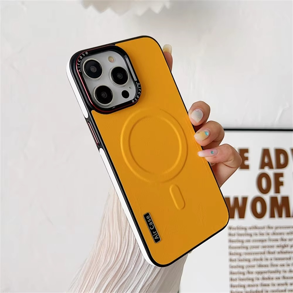 Luxury iPhone Case — MagSafe Compatible Leather Half-Wrapped Magnetic Shockproof Cover with Lens Protection, Anti-Fingerprint, Dustproof, Lightweight Non-Slip Design