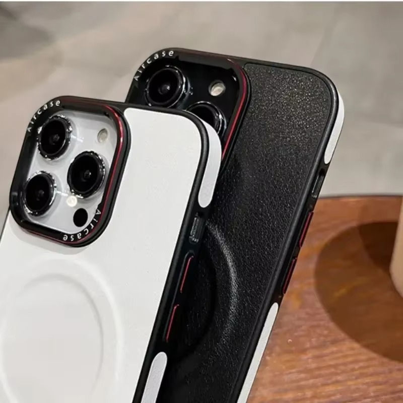 Luxury iPhone Case — MagSafe Compatible Leather Half-Wrapped Magnetic Shockproof Cover with Lens Protection, Anti-Fingerprint, Dustproof, Lightweight Non-Slip Design