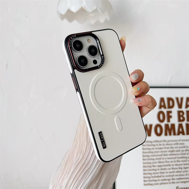 Luxury iPhone Case — MagSafe Compatible Leather Half-Wrapped Magnetic Shockproof Cover with Lens Protection, Anti-Fingerprint, Dustproof, Lightweight Non-Slip Design