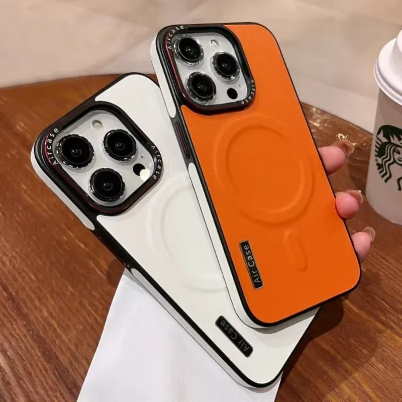 Luxury iPhone Case — MagSafe Compatible Leather Half-Wrapped Magnetic Shockproof Cover with Lens Protection, Anti-Fingerprint, Dustproof, Lightweight Non-Slip Design