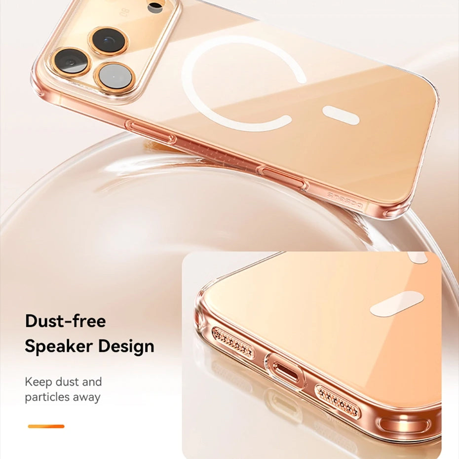 Luxury iPhone Case — Magnetic MagSafe Clear PC+TPU Wireless-Charging Cover, Shockproof, Anti-Fingerprint, Half-Wrapped Protection