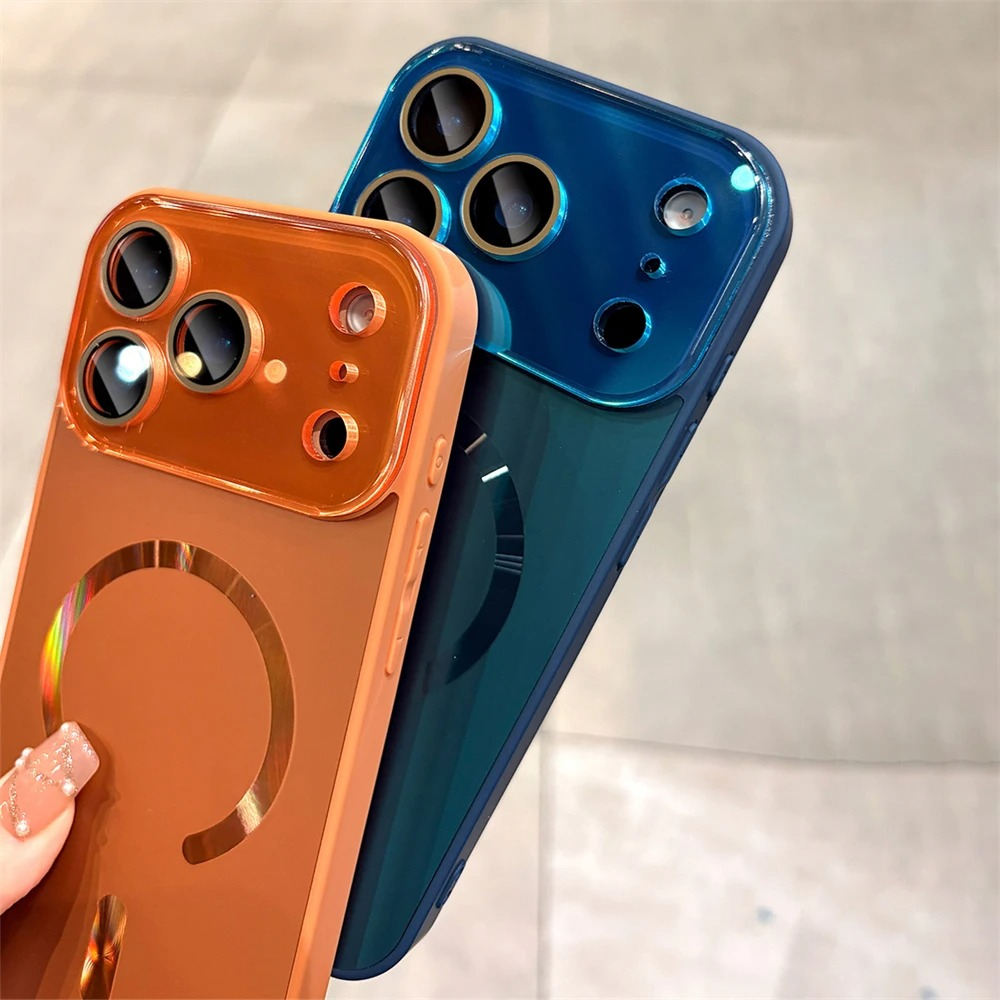 Luxury iPhone Case — Magnetic Matte Glass Large-Window Camera Protection Cover with Shockproof MagSafe Wireless-Charging Compatibility