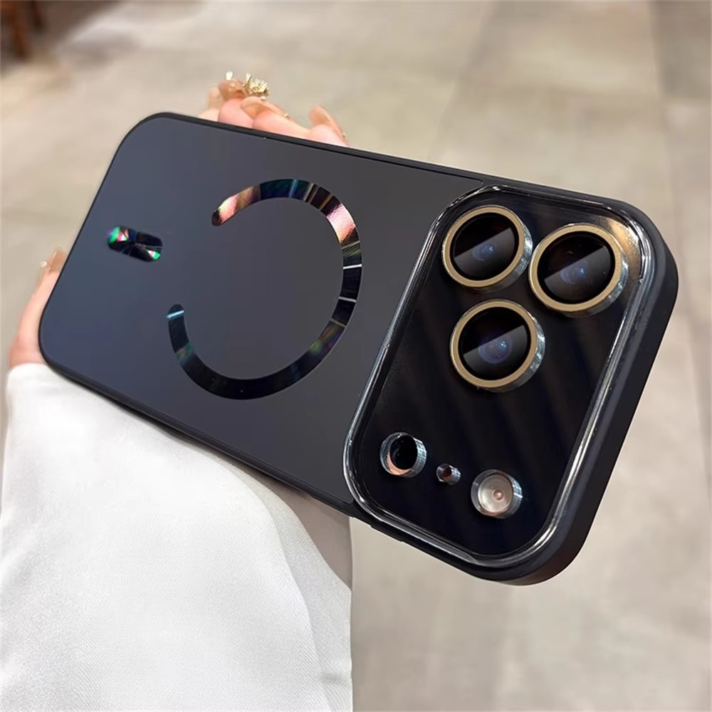 Luxury iPhone Case — Magnetic Matte Glass Large-Window Camera Protection Cover with Shockproof MagSafe Wireless-Charging Compatibility