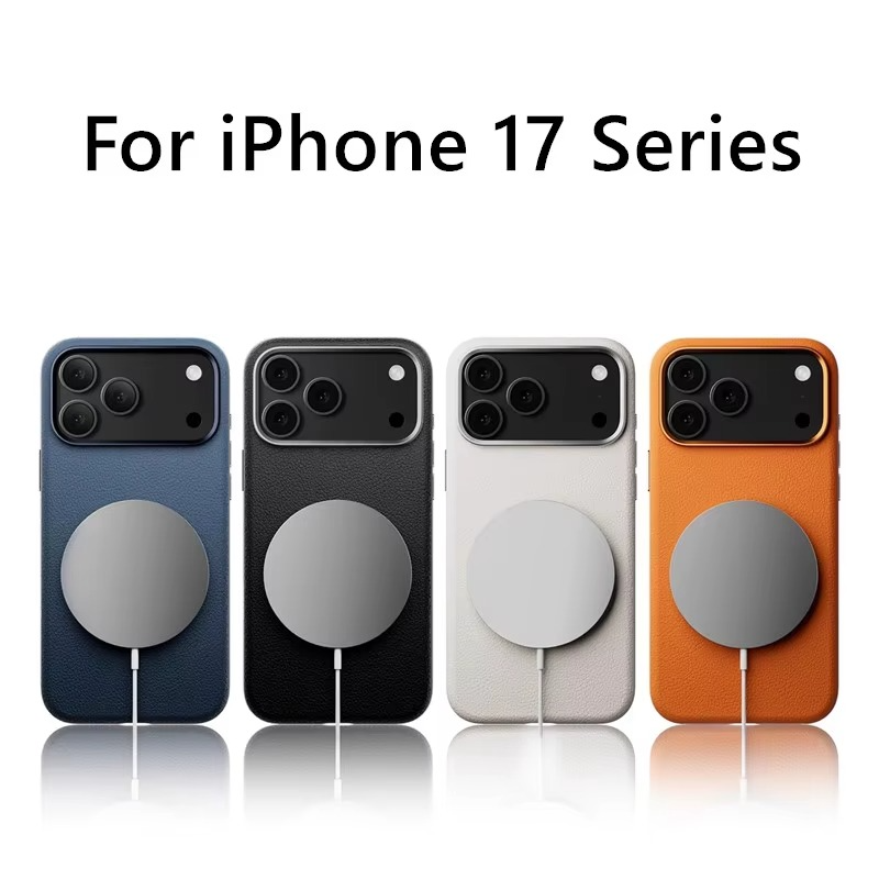 Luxury iPhone Case — Magnetic Wireless-Charging Leather Cover with Metal Camera Protection and Shockproof Anti-Fingerprint Full-Coverage Design