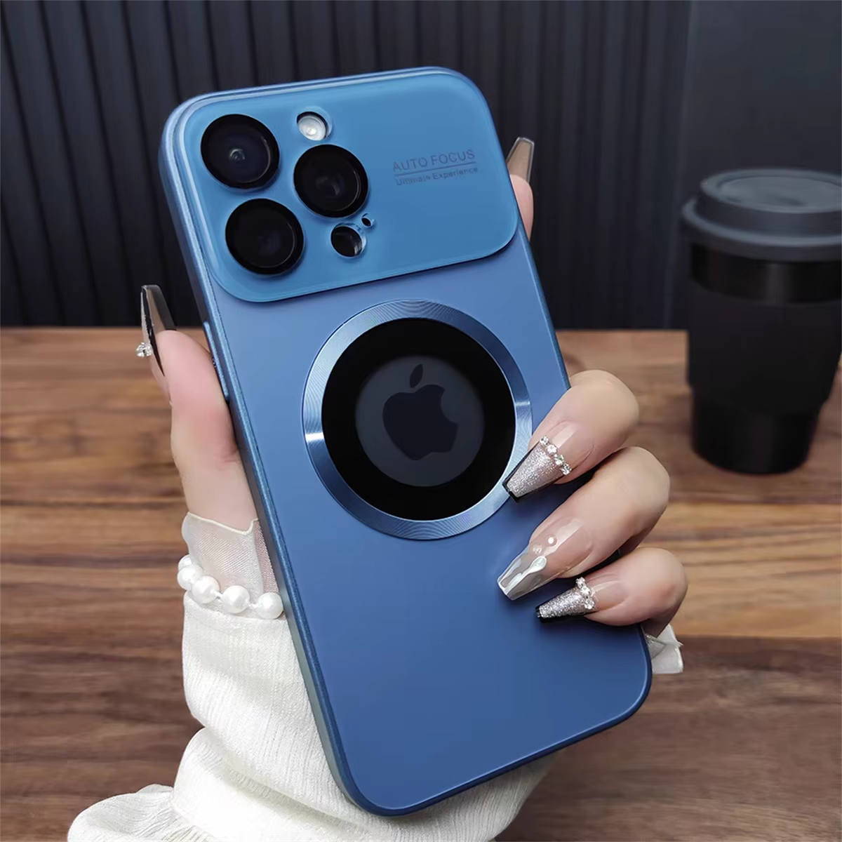 Luxury iPhone Case — MagSafe Large-Window Logo Hole Design with Shockproof Half-Wrapped Cover, Camera Lens Protection, Anti-Fingerprint Matte Non-Slip Finish